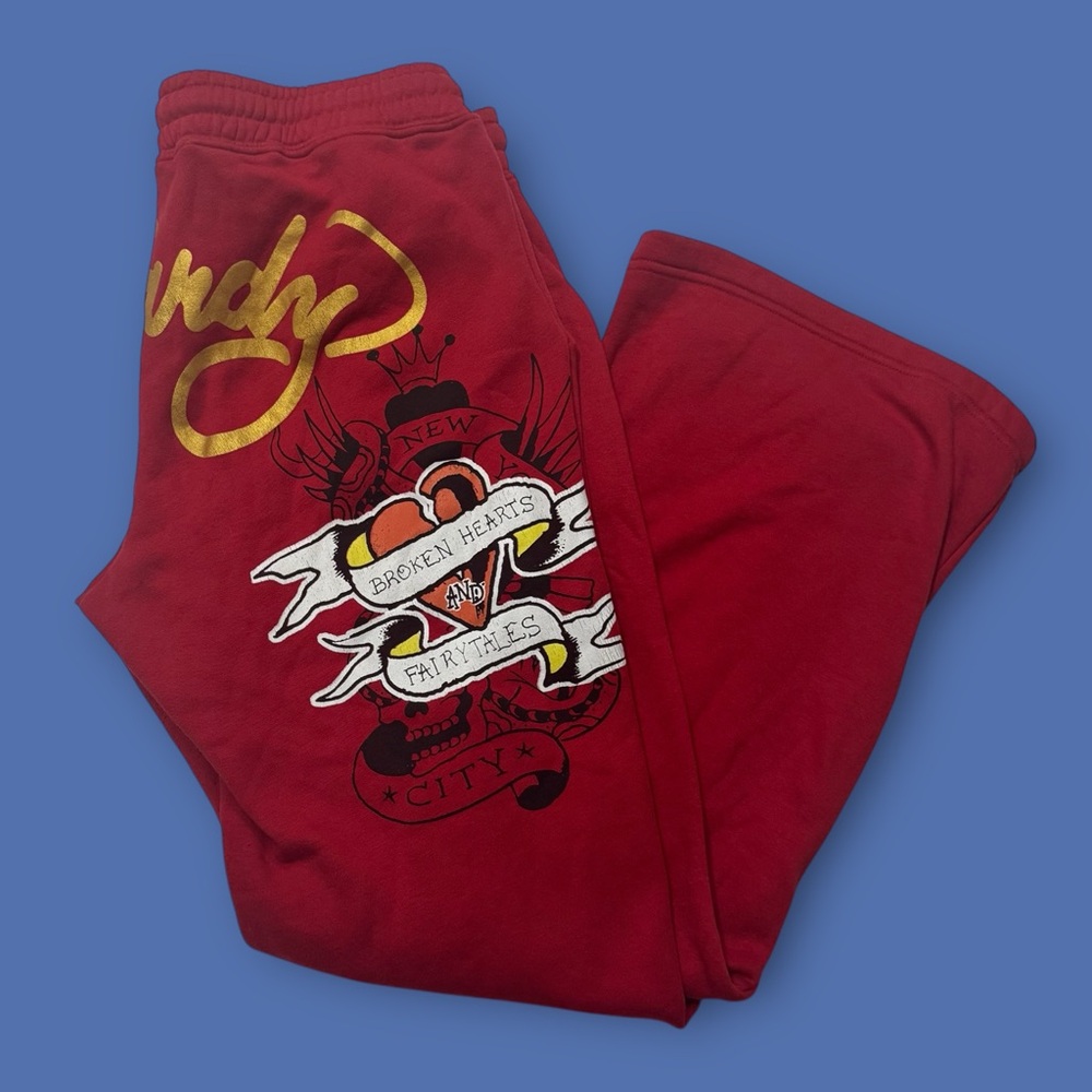 Ed Hardy Red Designer Sweatpants
